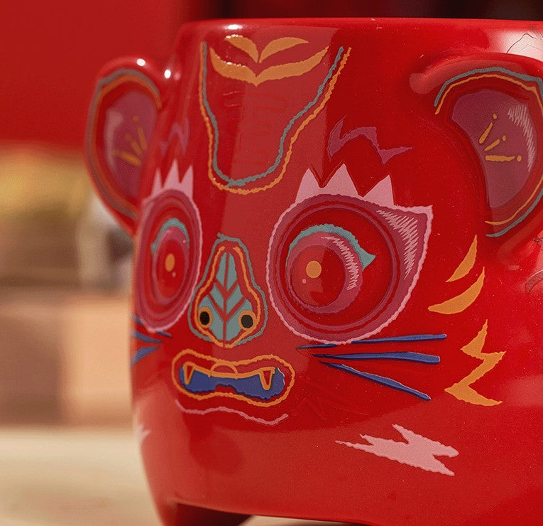 China 2022 Year Of The Tiger Red 12oz Tiger Ceramic Mug Cup