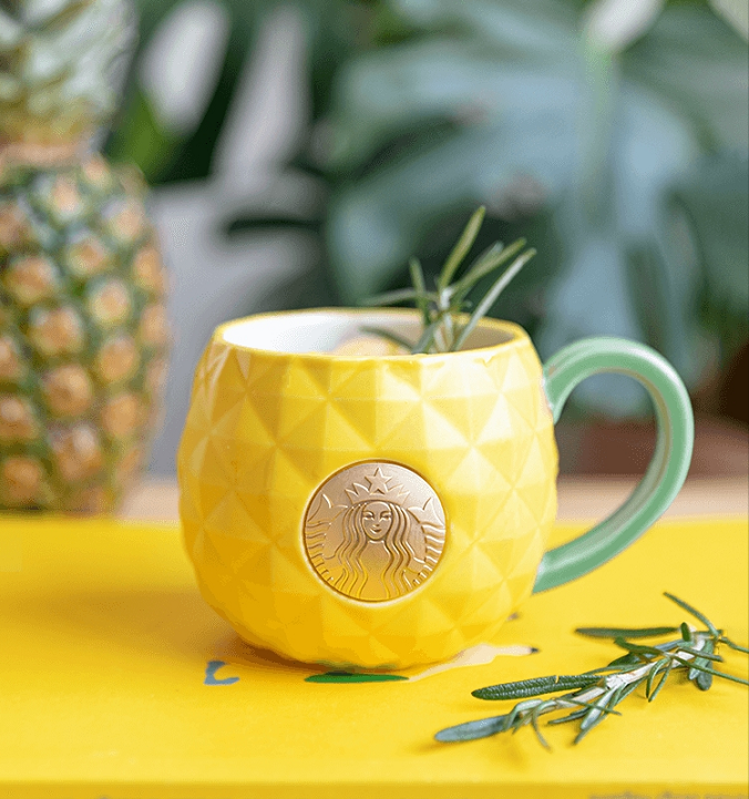 SB 2021 China Summer Colorful Jungle Style Yellow Pineapple Ceramic Coffee Mug