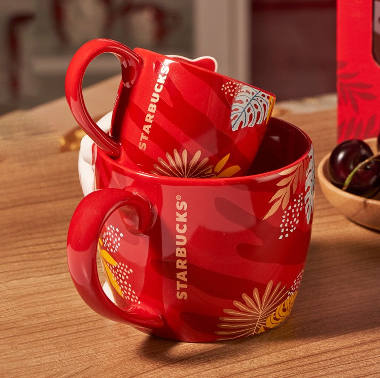 Two Red Mugs, Two Pottery Cups, Pottery Coffee Mug, 12 Oz Ceramic