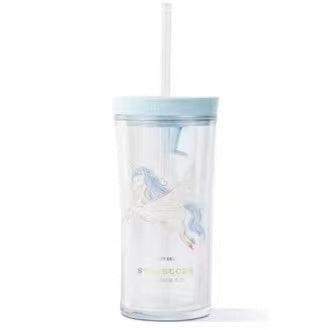 473ml/16oz Blue Unicorn Plastic Contigo Cup with Straw – Ann Ann Starbucks