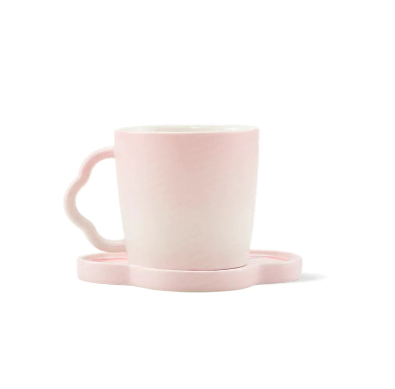 Starbucks 2022 China Pink Sakura 12oz Ceramic Cup with Coaster