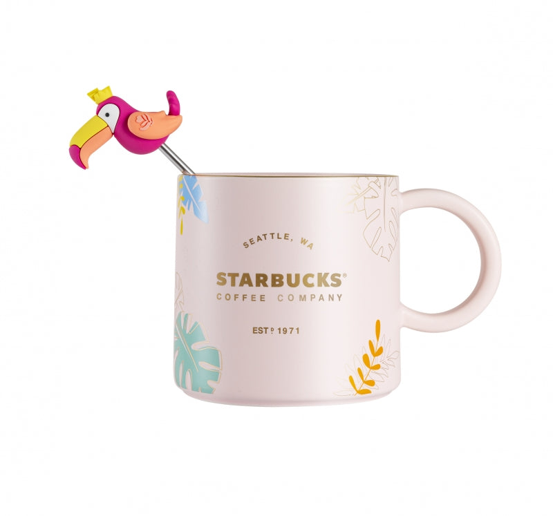 Starbucks 2021 China Summer Colorful Jungle 15oz Mug with Stir Stick