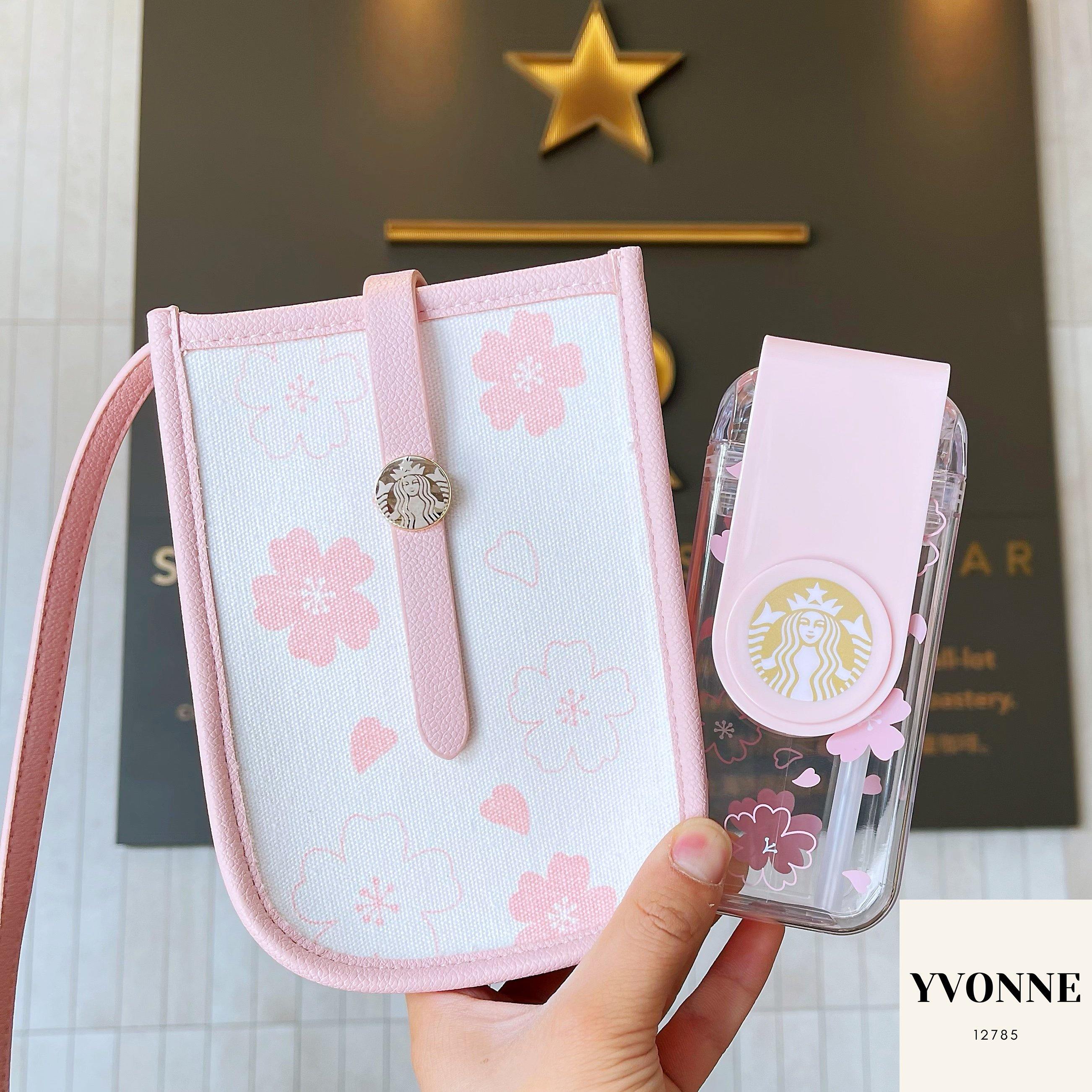 PRE ORDER Starbucks 2021 China Spring Sakura Cherry Blossom 10oz Swirling Straw Cup with Pink Carry Bag - Yvonne12785