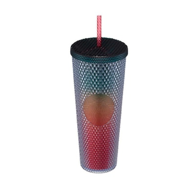 Starbucks 2022 Korea "Party" Gradient Green-Red Wine 24oz Studded Tumbler