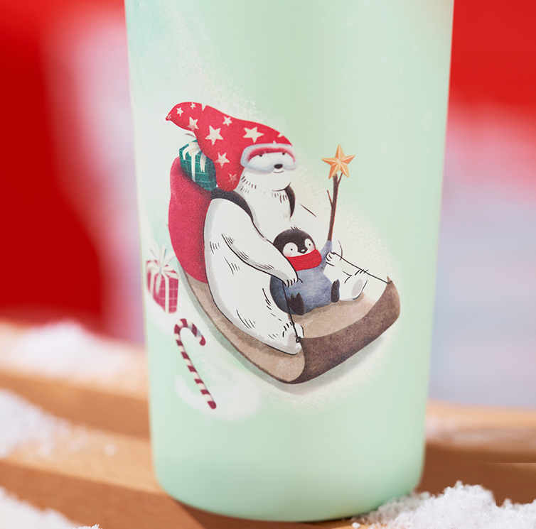 China Christmas 2022 Winter Joy Spot Snow Bear Stainless Steel 12oz Cup